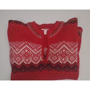 Hanna Andersson Kids Size 12 US 150 EU Sno Happy Red Fair Isle 1/4‎ Zip Sweater